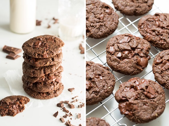 veganchocolatecookies   One Bowl Double Chocolate Chunk Cookies