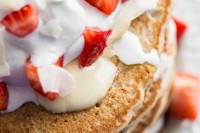 Easy Vegan and Gluten-Free Pancakes (Strawberry Shortcake w/ Whipped Cream)