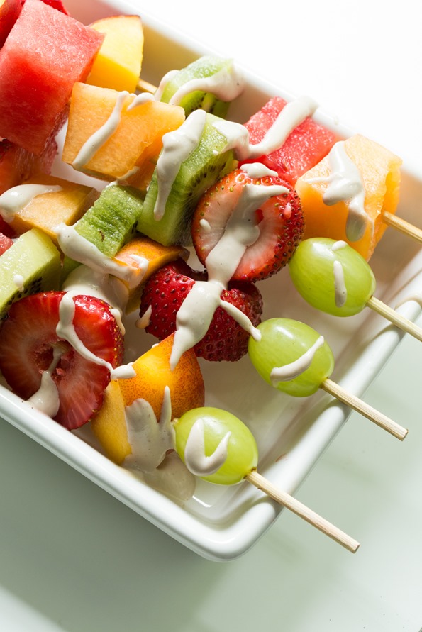 veganfruitdip 8432   Creamy Cherry Pie Fruit Dip with Rainbow Fruit Kabobs