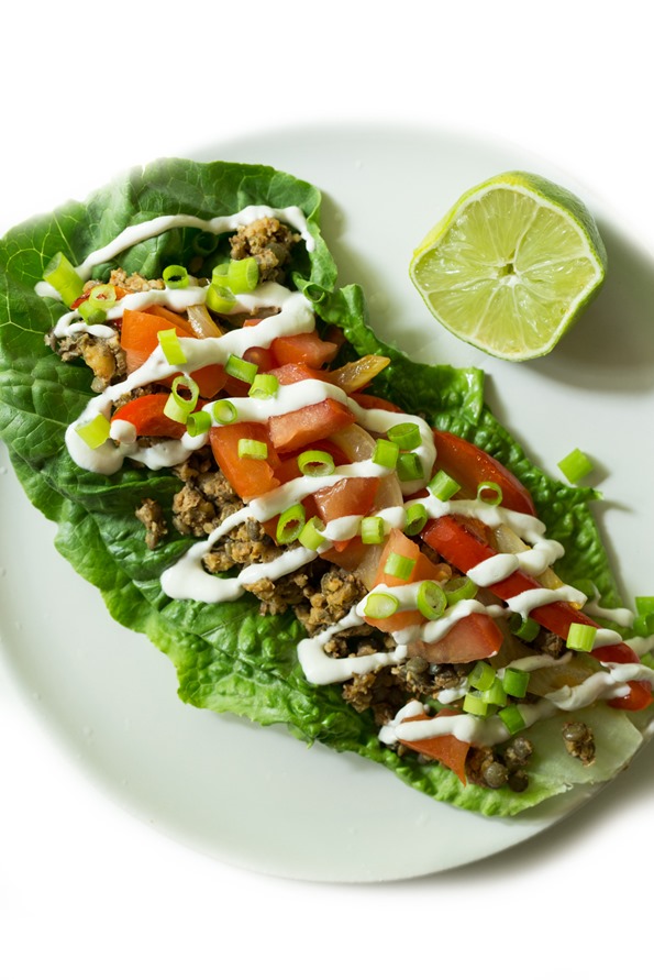 vegantacos 8785   Ultimate Green Taco Wraps with Lentil Walnut Taco Meat (Vegan + Gluten Free)
