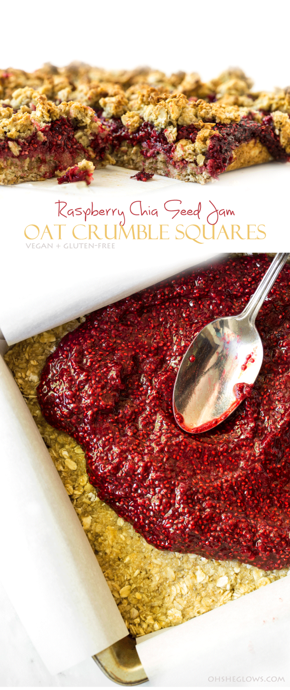 raspberrychiaseedjamoatsquaresveganglutenfree   Raspberry Chia Seed Jam Oat Crumble Squares (Vegan + Gluten Free)