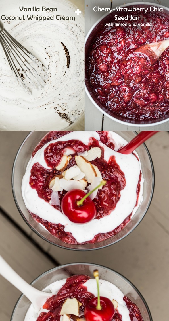 CherryStrawberry Chia Seed Fool with Vanilla Bean Coconut Whipped